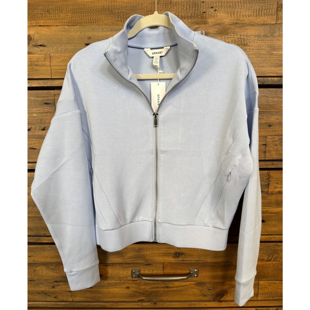 Spanx Jacket Women's Small Blue Hydrangea AirEssentials Track Full Zip NWT